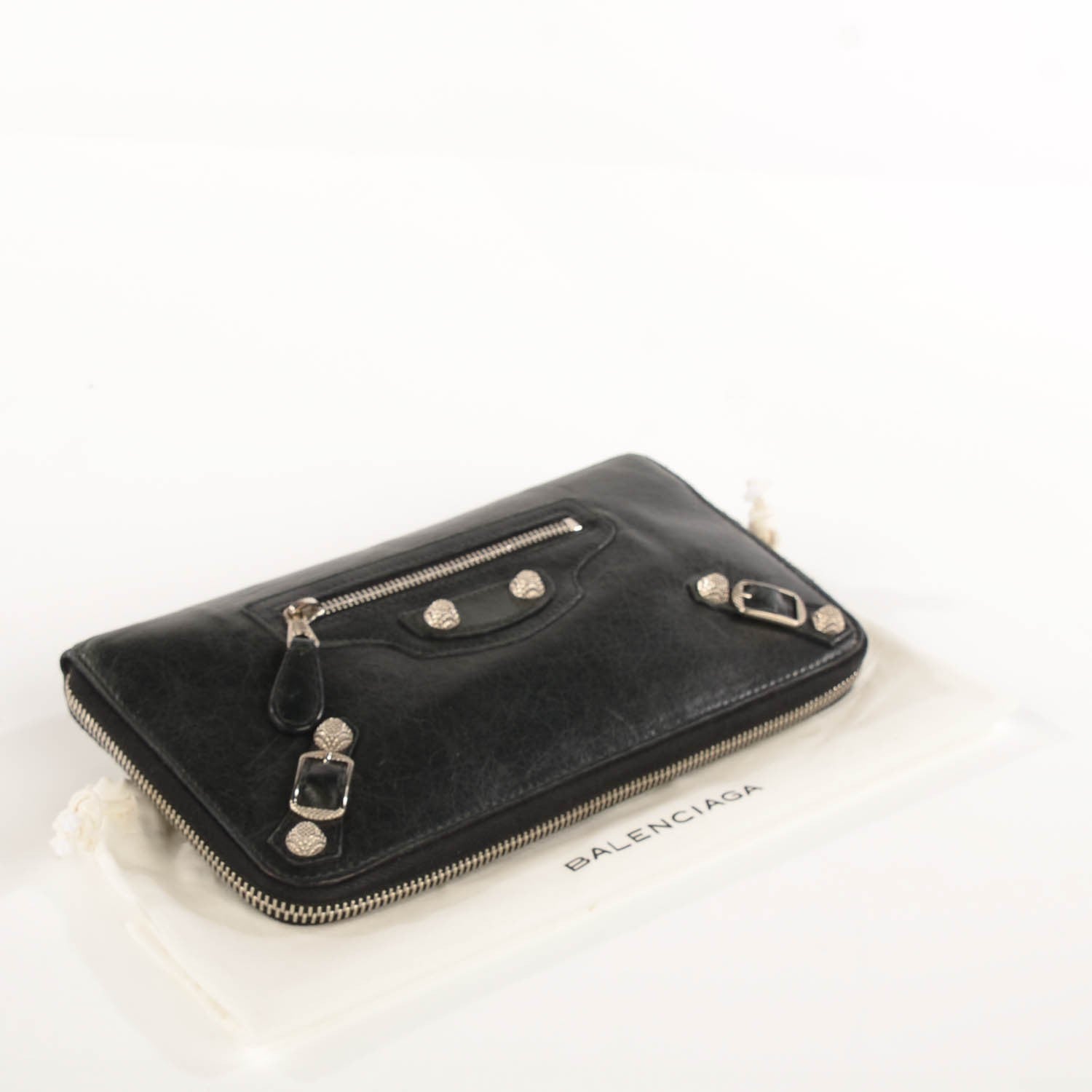 Balenciaga Agneau Giant 12 Silver Hardware Compagnon Wallet Black 3 of 8