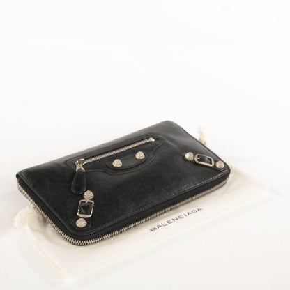 Balenciaga Agneau Giant 12 Silver Hardware Compagnon Wallet Black 3 of 8