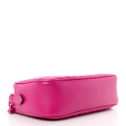 Gucci Calfskin Matelasse Monochrome Small GG Marmont Chain Shoulder Bag Classic Fuxia 4 of 13