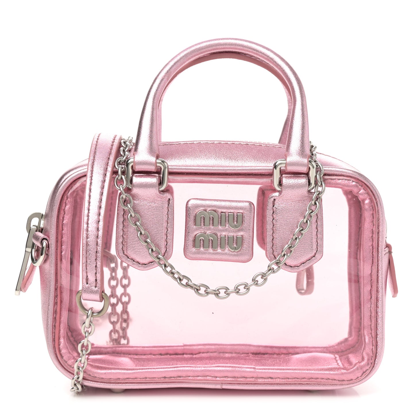 Metallic Nappa Plexi Vinyl Mini Top Handle Crossbody Rosa Mordore