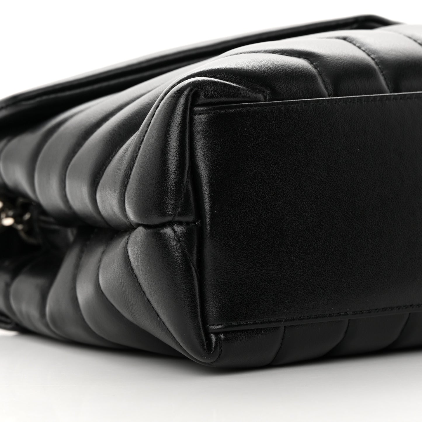 Calfskin Y Quilted Monogram Small Loulou Chain Satchel Black