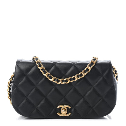 Chanel Calfskin Quilted Coco Mail Clutch With Chain Black 1 of 10