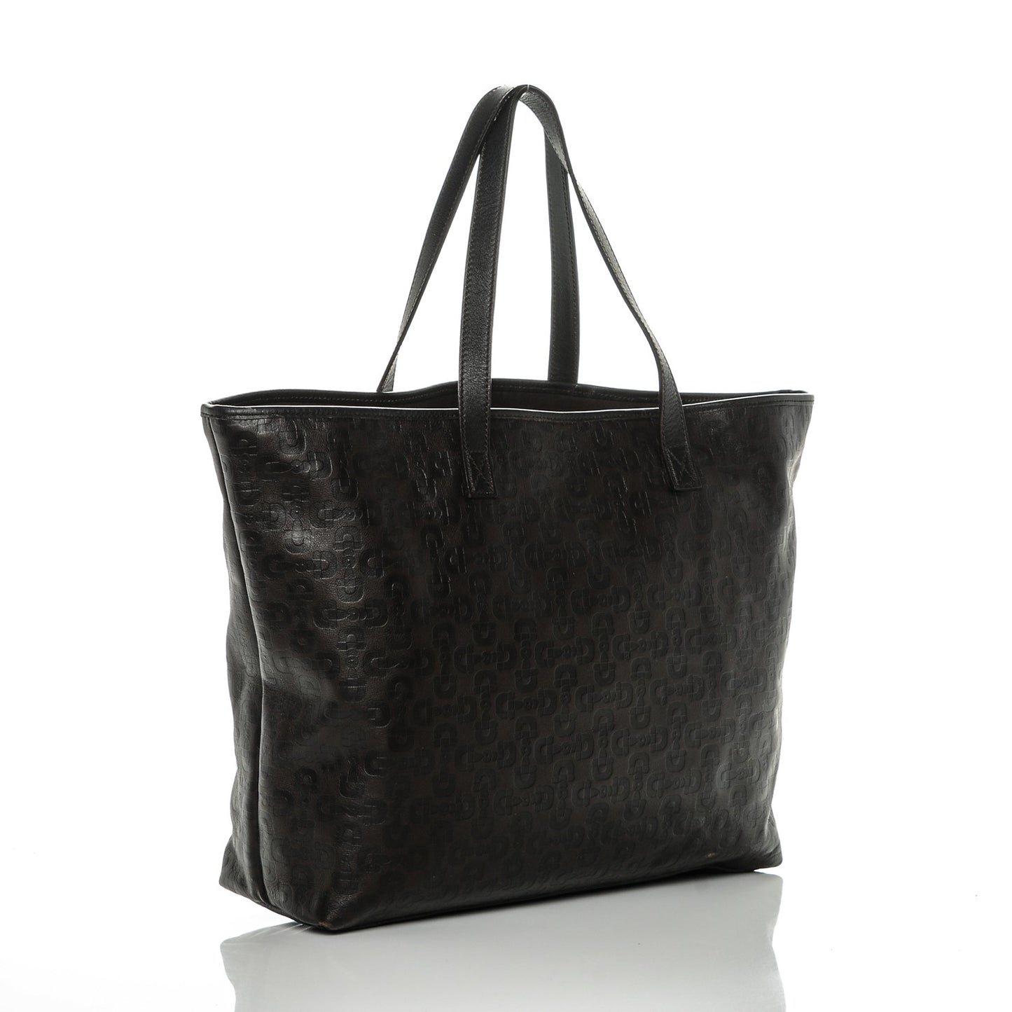 Calfskin Horsebit Embossed Large Tote Dark Brown