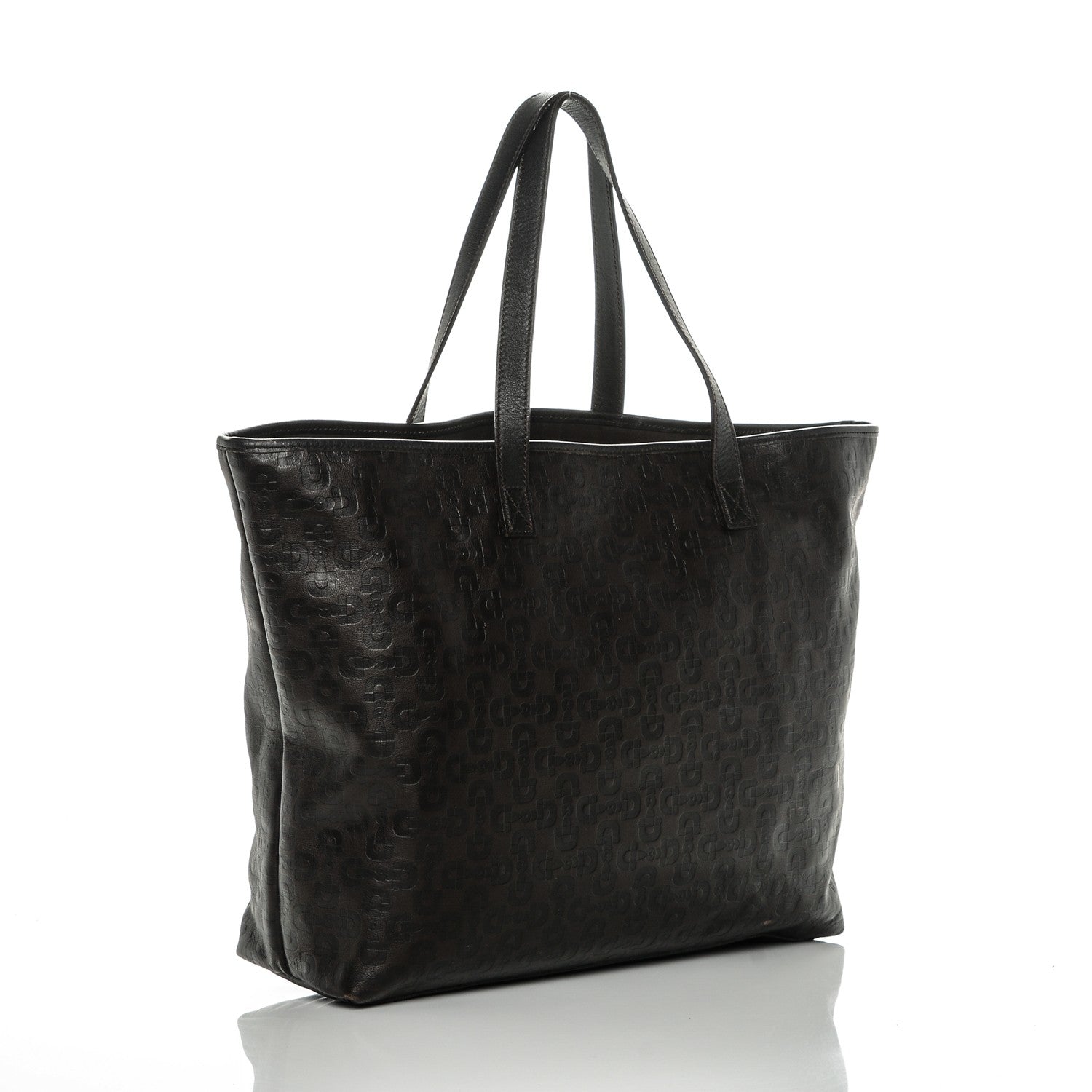 Gucci Calfskin Horsebit Embossed Large Tote Dark Brown 3 of 7