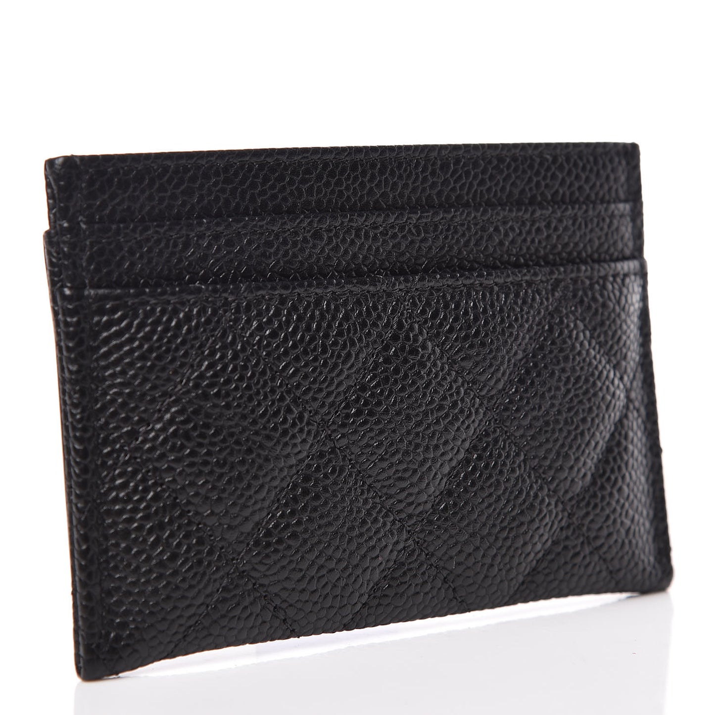 Caviar Quilted Filigree Card Holder Black