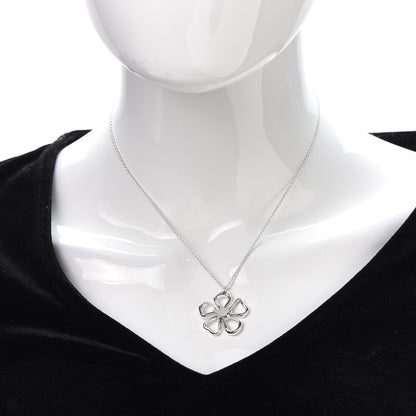Tiffany Sterling Silver Open Flower Pendant Necklace 2 of 5