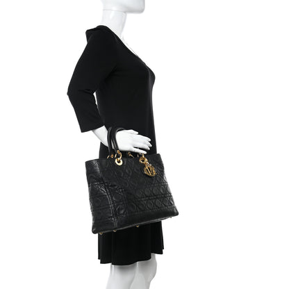 Christian Dior Lambskin Cannage Large Lady Dior Black 2 of 11