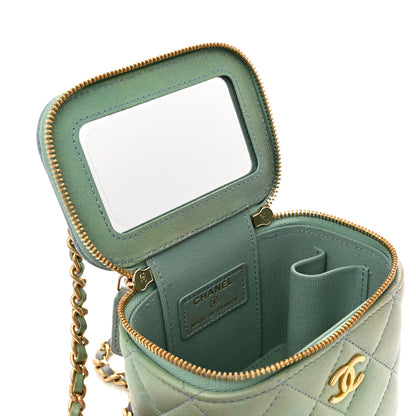 Chanel Lambskin Quilted Ombre Top Handle Mini Vanity Case With Chain Blue Green 13 of 13