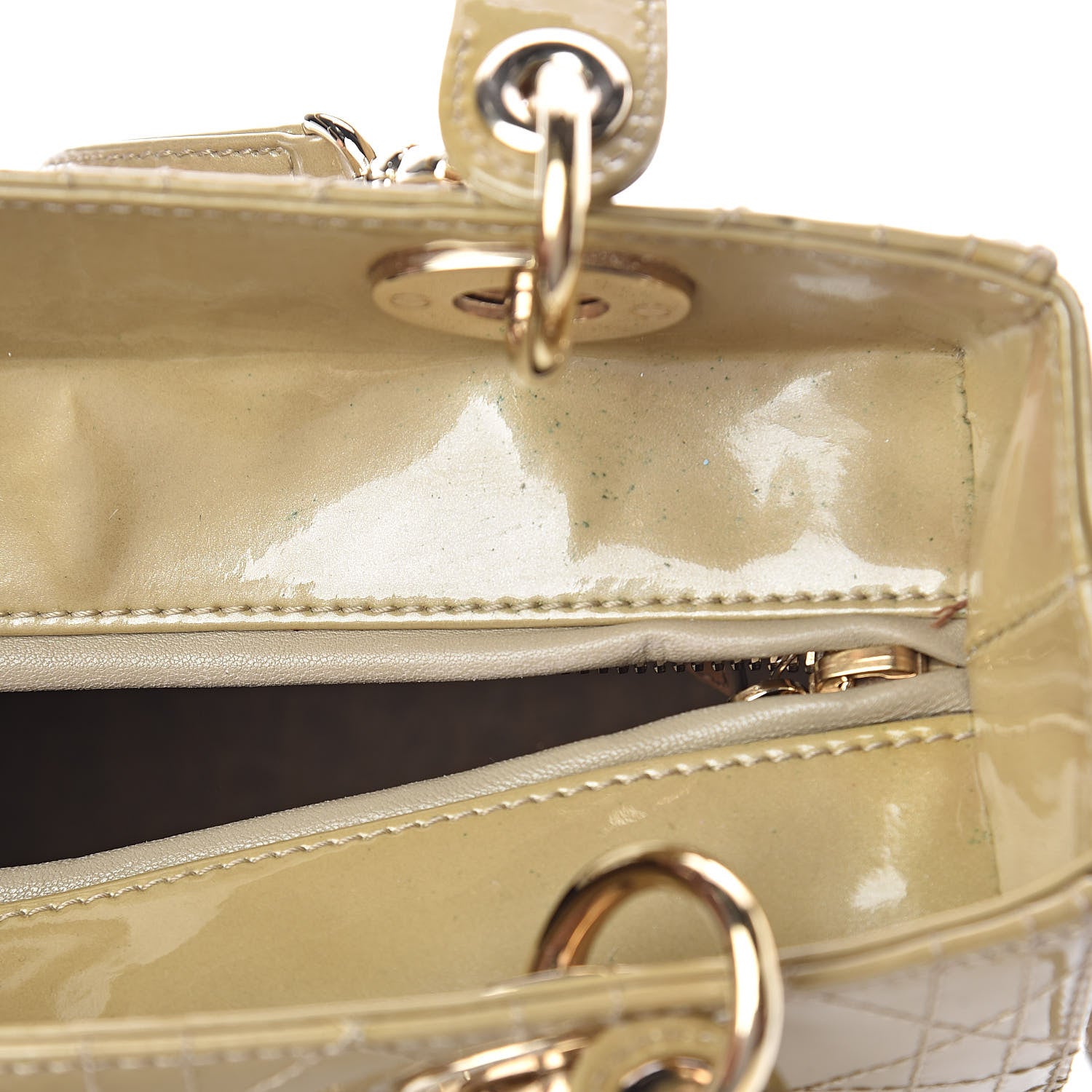Christian Dior Patent Cannage Medium Lady Dior Beige 7 of 12