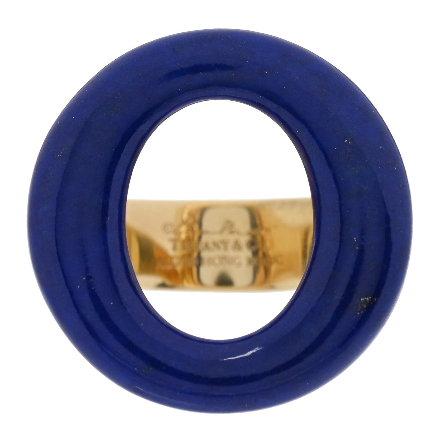 Tiffany 18K Yellow Gold Lapis Lazuli Elsa Peretti Sevillana Ring 50 5.25 1 of 5
