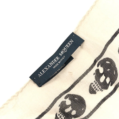 Alexander McQueen Silk Chiffon Skull Scarf Ivory Black 3 of 3