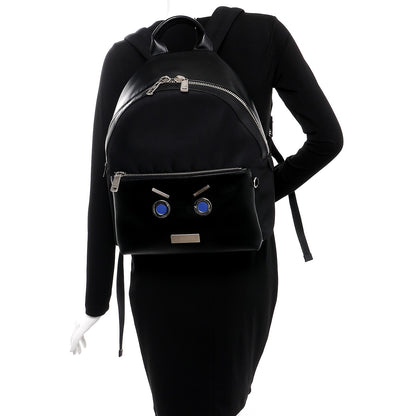 Fendi Nylon Vitello Liberty Face No Words Backpack Black 2 of 16