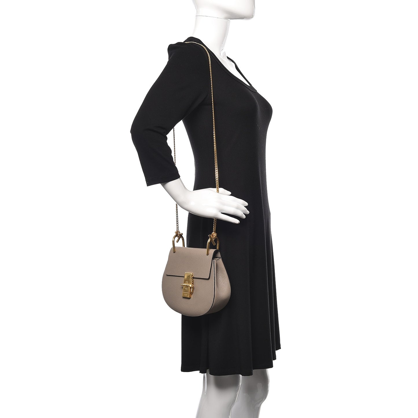 Grained Lambskin Mini Drew Shoulder Bag Motty Grey