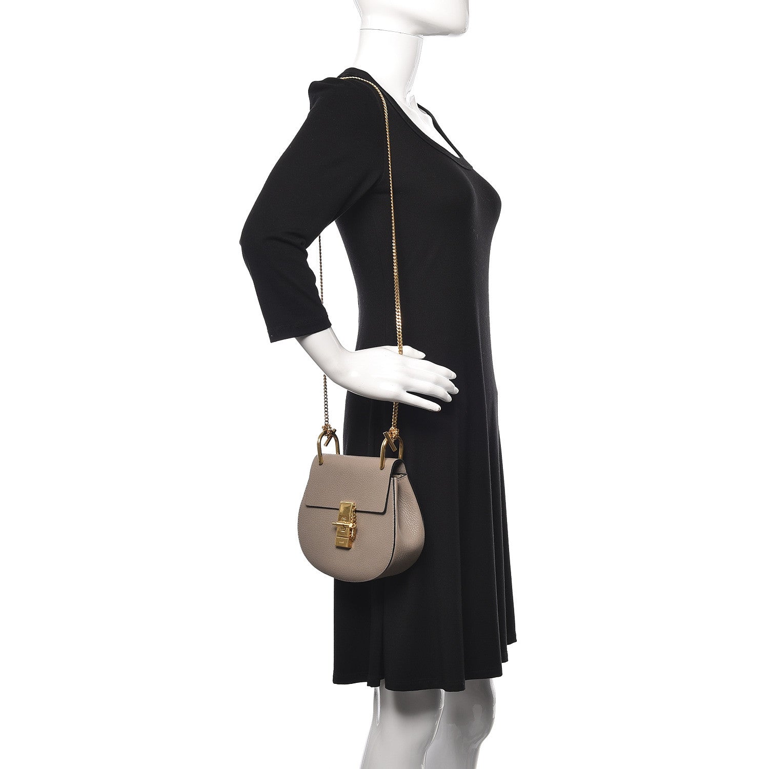 Chloe Grained Lambskin Mini Drew Shoulder Bag Motty Grey 2 of 10