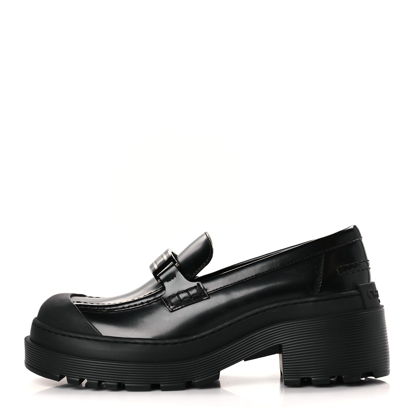 Brushed Calfskin Dior Code Lug Sole Platform 35mm Loafers 37 Black