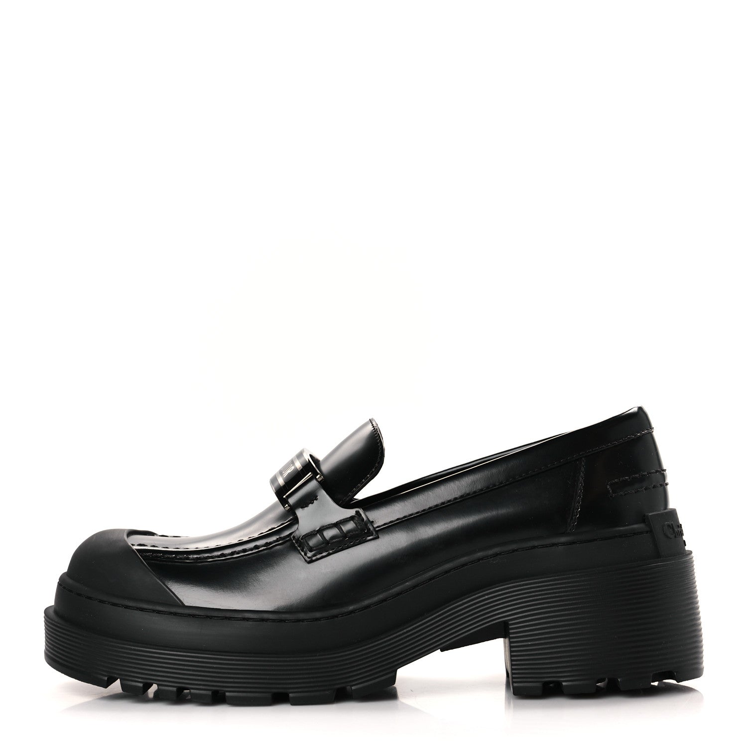 Christian Dior Brushed Calfskin Dior Code Lug Sole Platform 35mm Loafers 37 Black 1 of 9