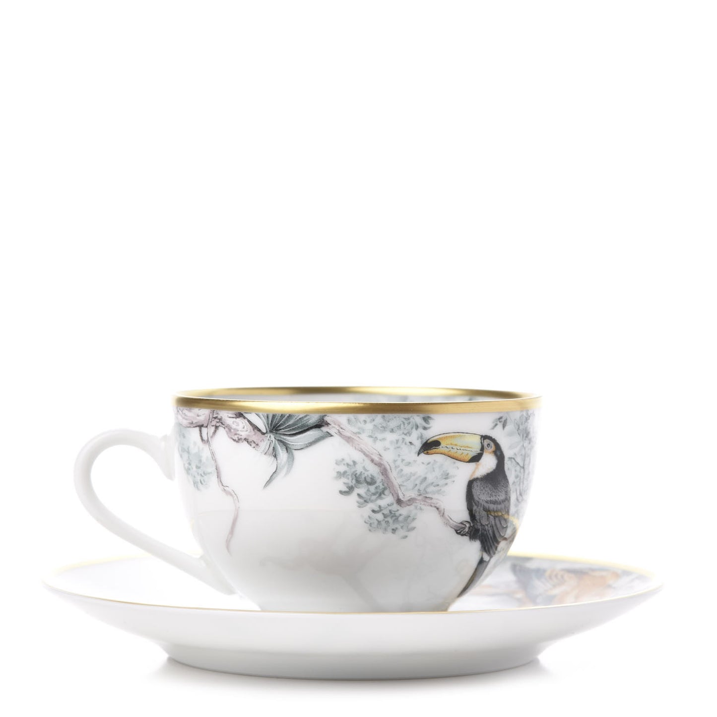 Porcelain Carnets d'Equateur Tea Cup and Saucer Set of 2