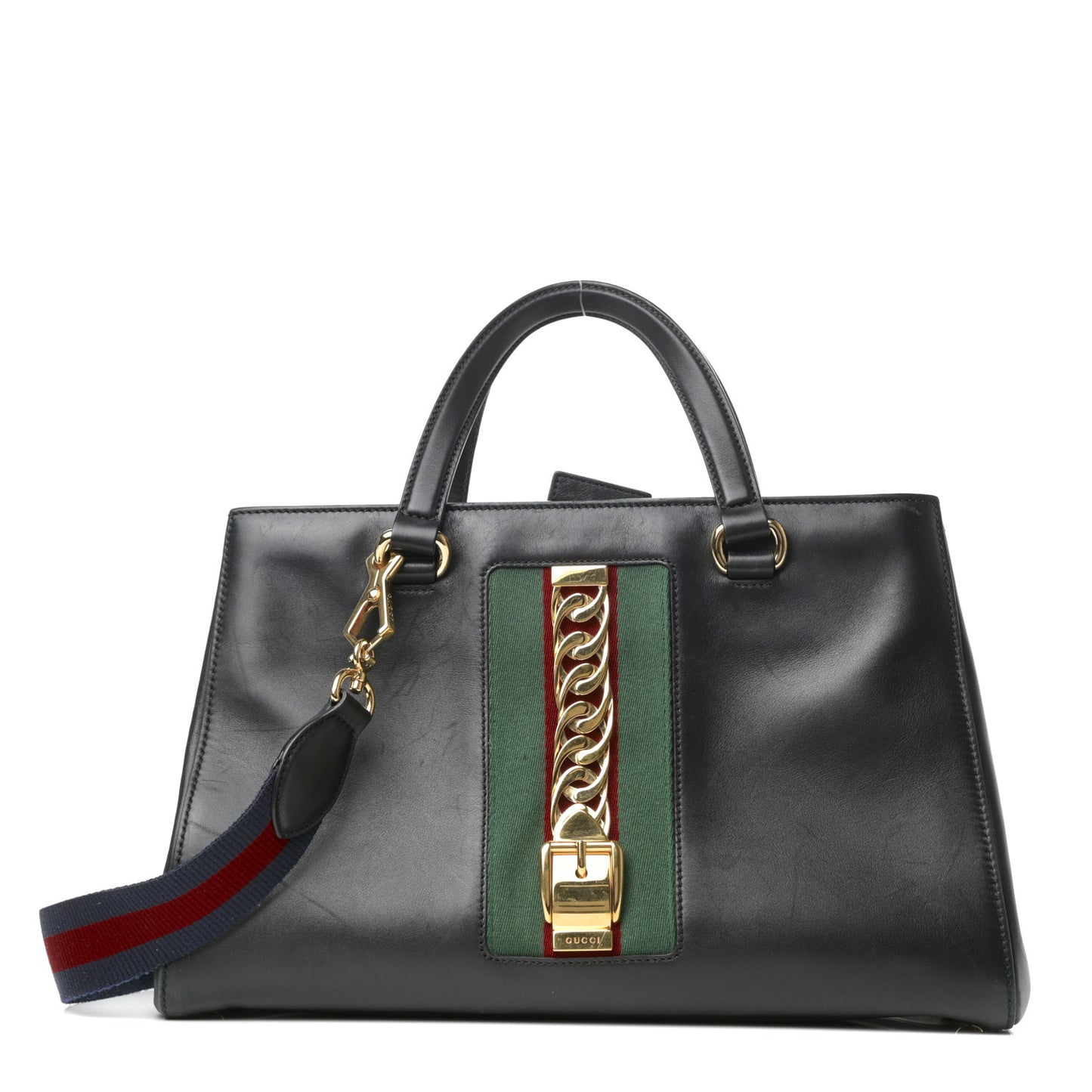 Calfskin Large Sylvie Top Handle Tote Black