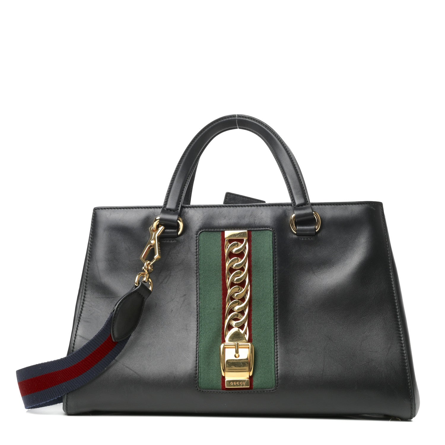 Gucci Calfskin Large Sylvie Top Handle Tote Black 1 of 11
