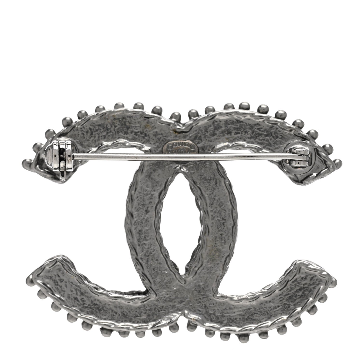 Chanel Crystal CC Brooch Silver 3 of 4