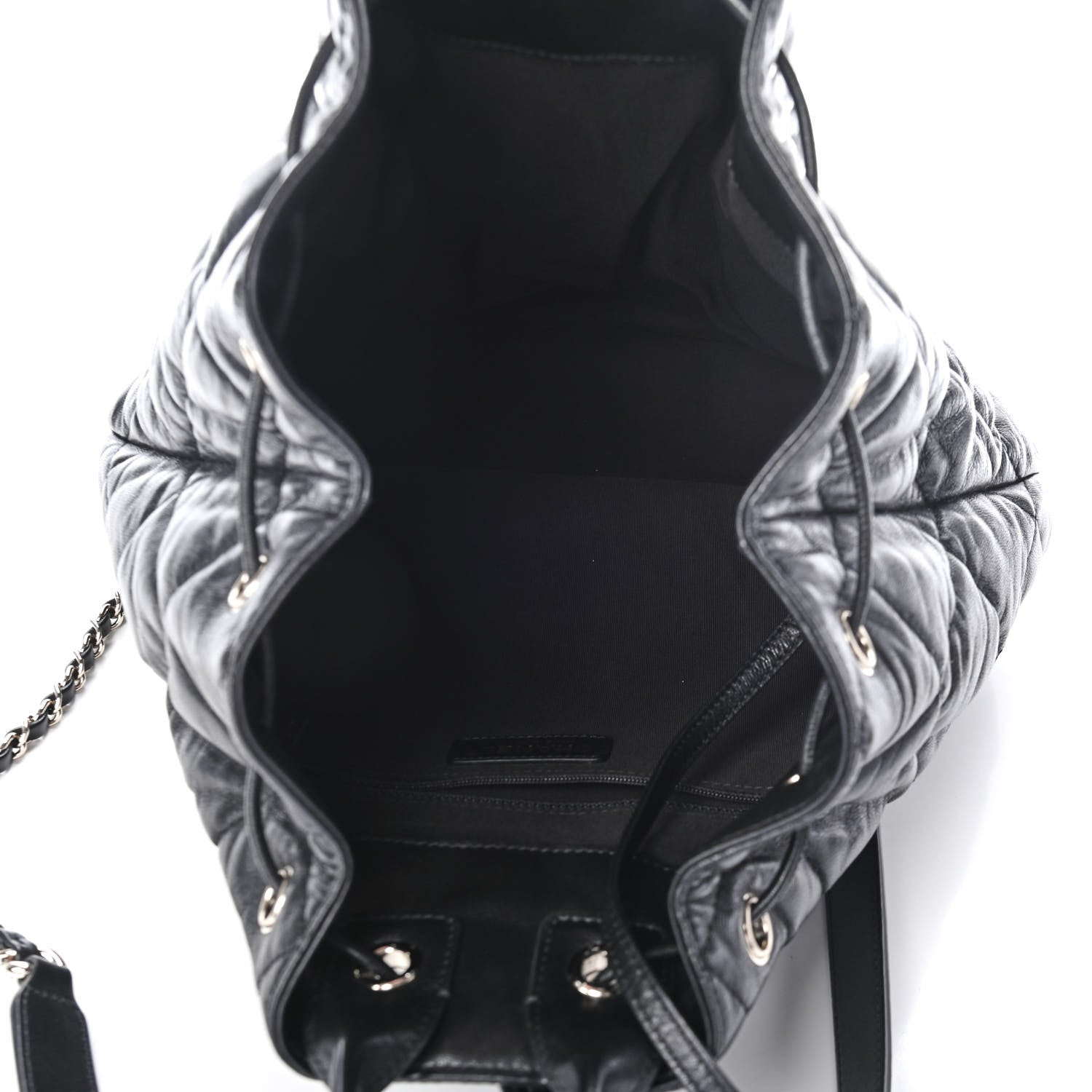 Chanel Lambskin Quilted Drawstring Backpack Black 4 of 4