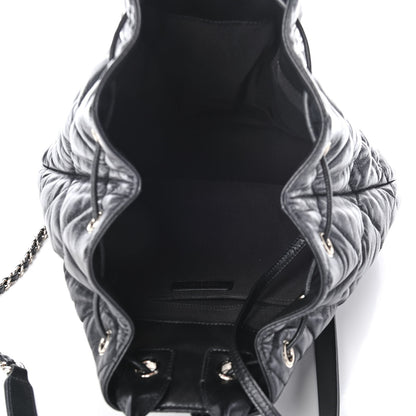 Chanel Lambskin Quilted Drawstring Backpack Black 4 of 4