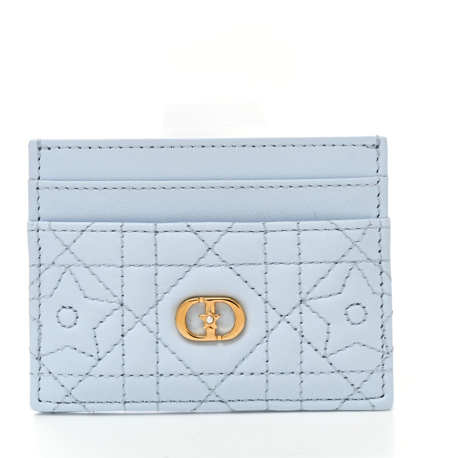 Christian Dior Lambskin Pearl Cannage Star Caro Freesia Card Holder Sku Blue 1 of 7