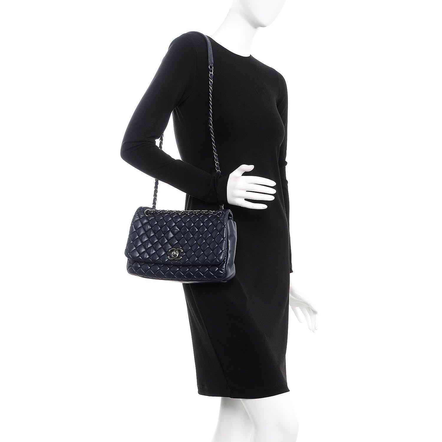Chanel Iridescent Calfskin New Bubble Large Flap Navy 2 of 7