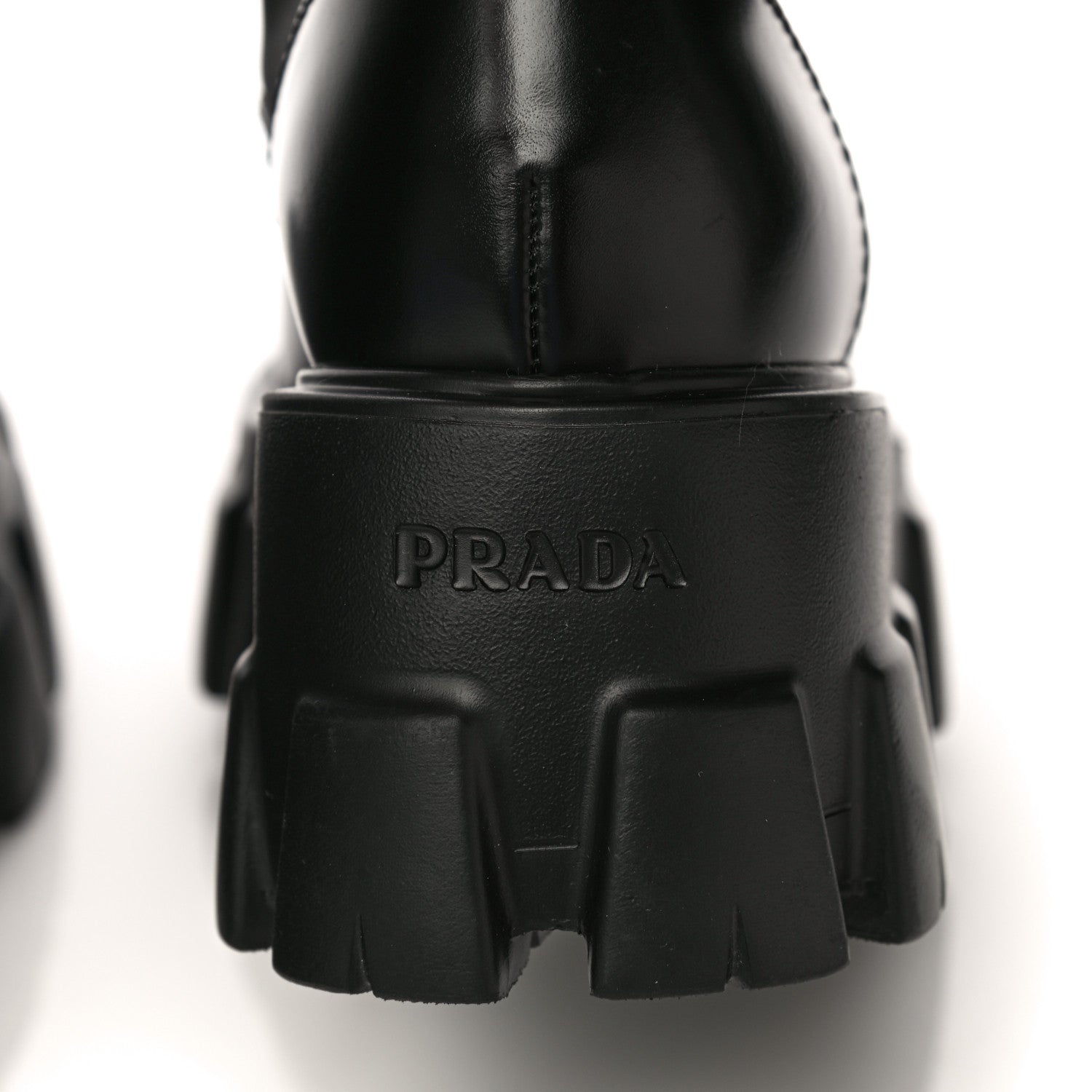 Prada Spazzolato Rois Re-Nylon Metal Triangle Logo Monolith Pouch Pocket 55mm Boots 35 Black 7 of 13