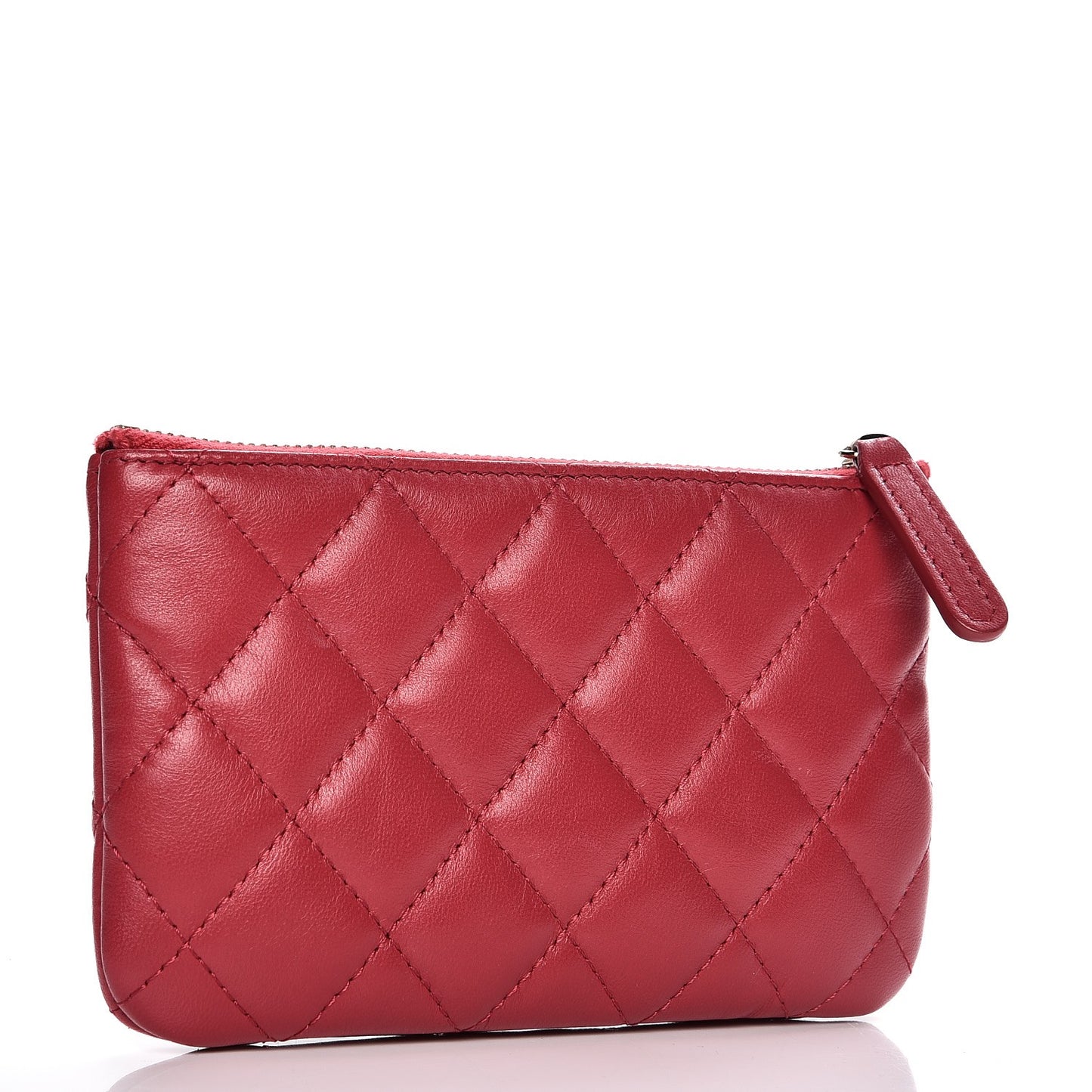 Lambskin Quilted Small Cosmetic Case Dark Pink