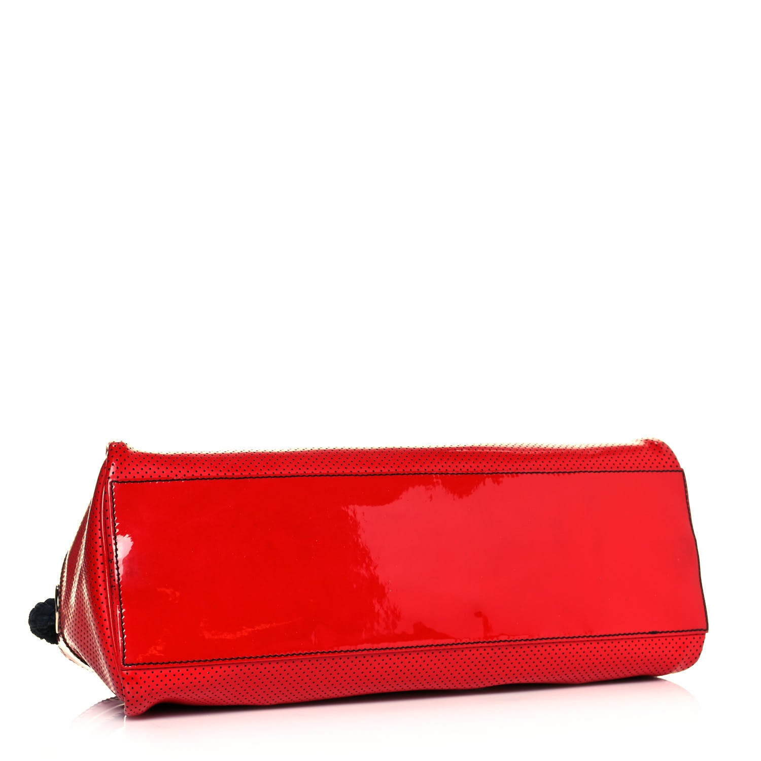 Fendi Canvas Patent Grommet De Jour Tote Red 7 of 12