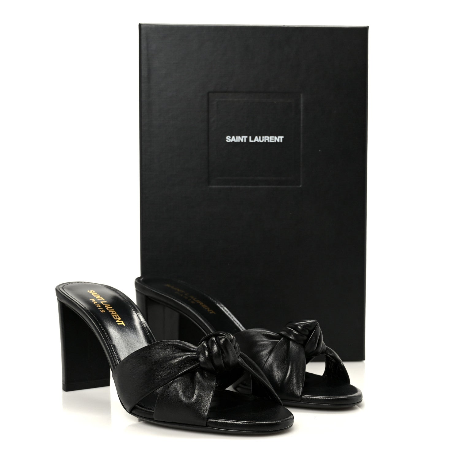 Saint Laurent Lambskin Bianca Mules 37.5 Black 10 of 10