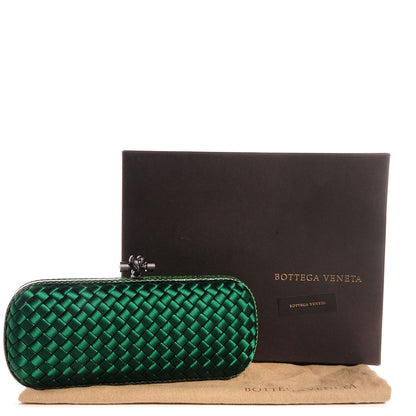 Bottega Veneta BOTTEGA VENETA Satin Intreccio Impero Ayers Stretch Knot Clutch Emerald 5 of 11
