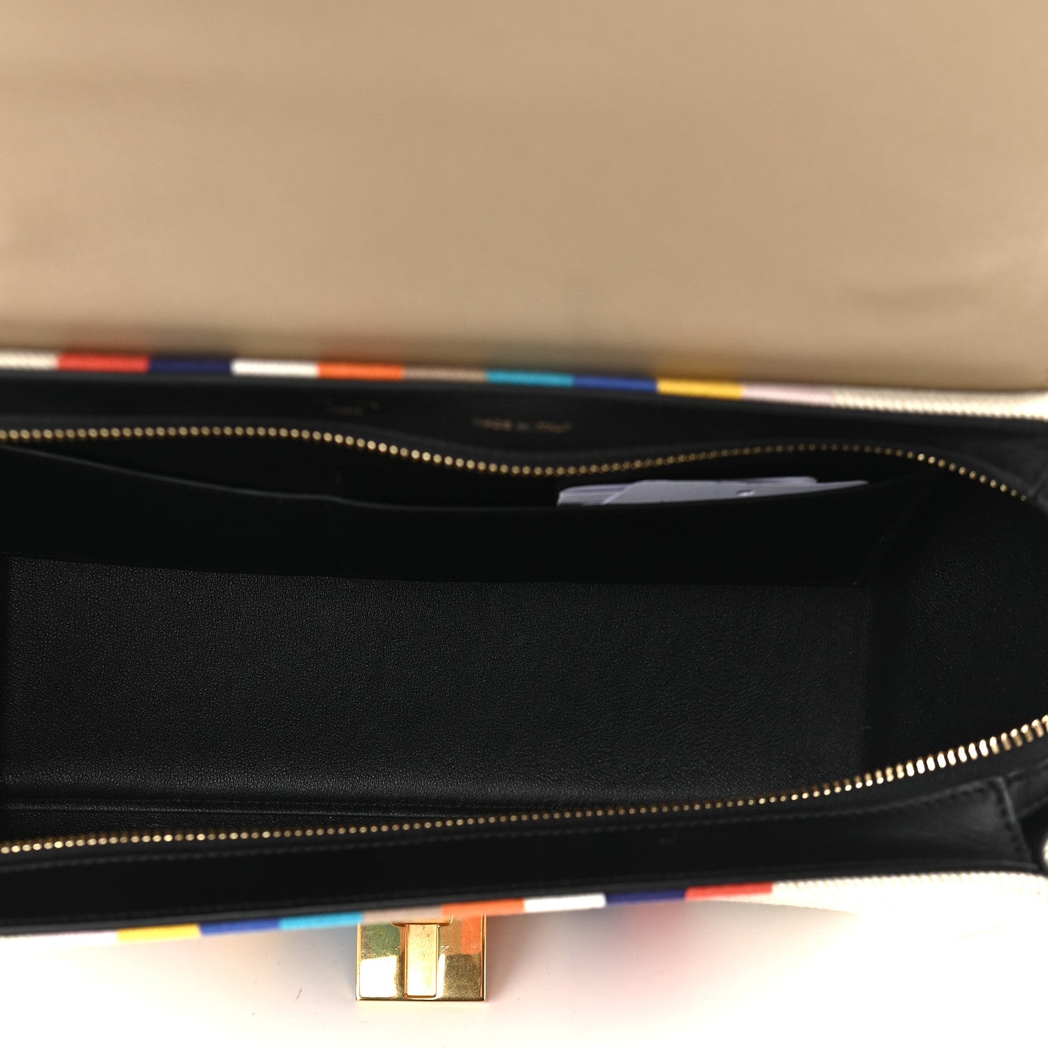 Celine Smooth Calfskin Striped Canvas Small Trapeze Multicolor 5 of 8