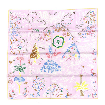 Hermes Silk Isola Di Primavera Scarf 90 Rose Pale Bleu Jaune 1 of 6