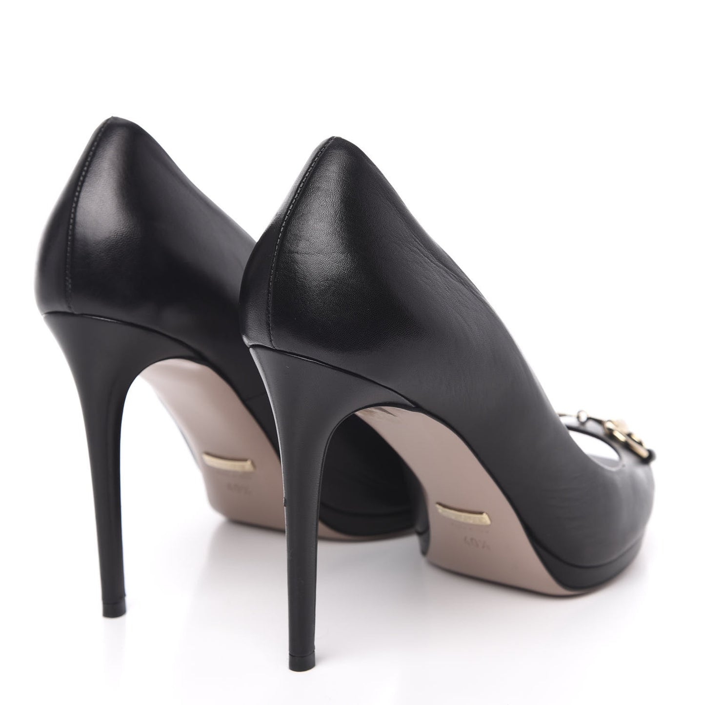 Malaga Kid Horsebit Peep Toe Pumps 40.5 Black