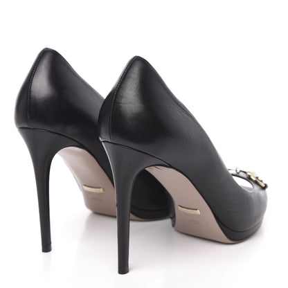 Gucci Malaga Kid Horsebit Peep Toe Pumps 40.5 Black 4 of 11