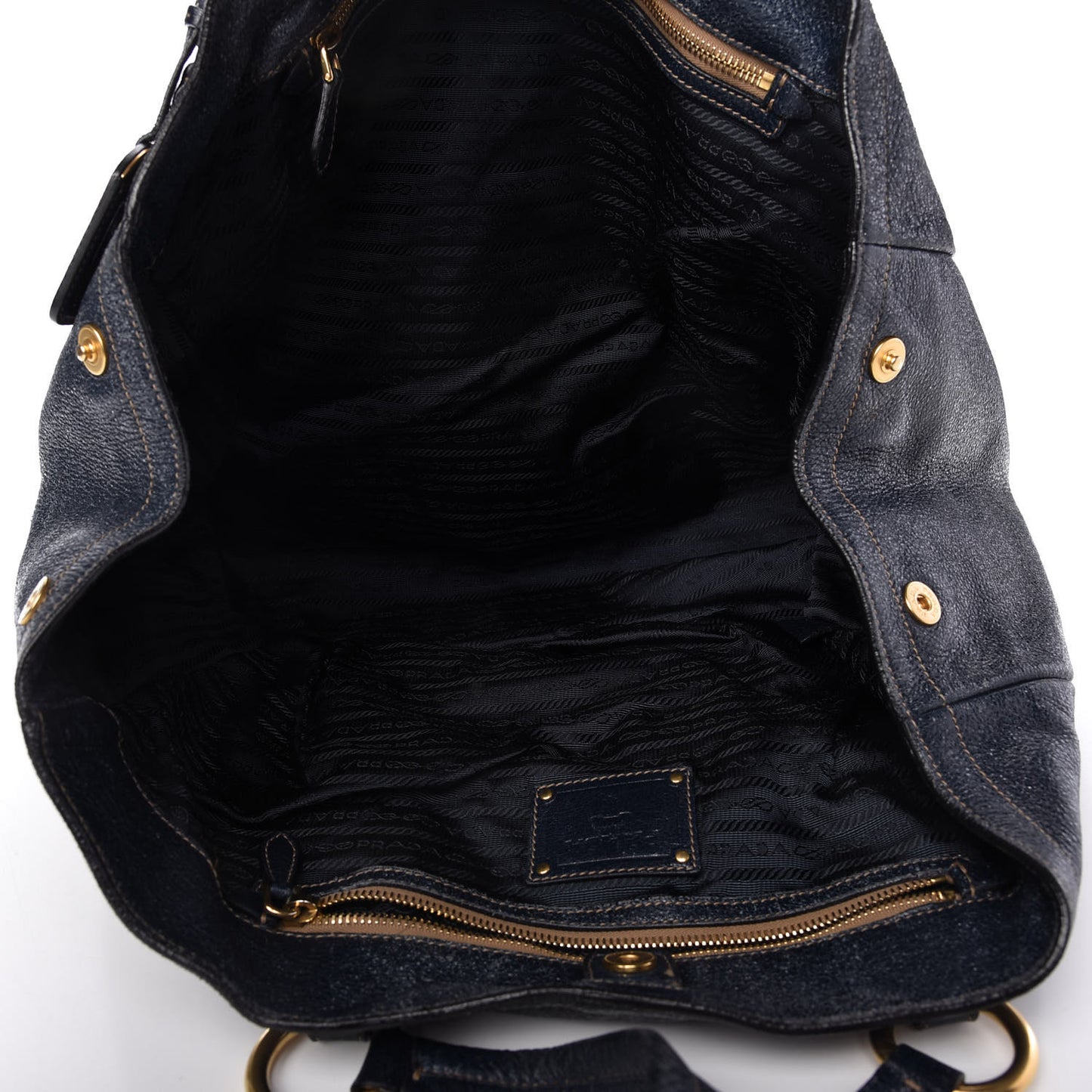 Metallic Vitello Daino Tote Dark Blue