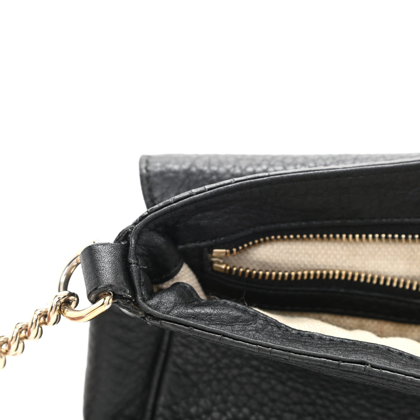 Pebbled Calfskin Medium Soho Flap Crossbody Black