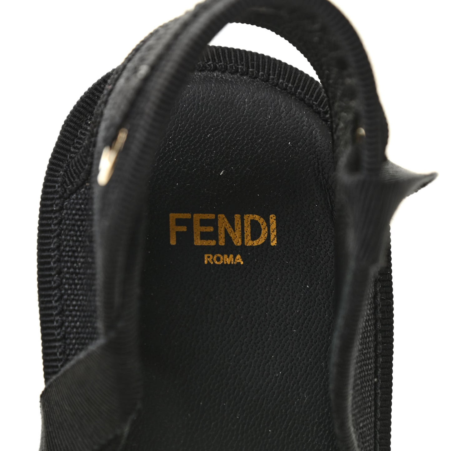 Canvas FF Embroidered Roma Ankle Wrap Espadrille Wedges 38 Black