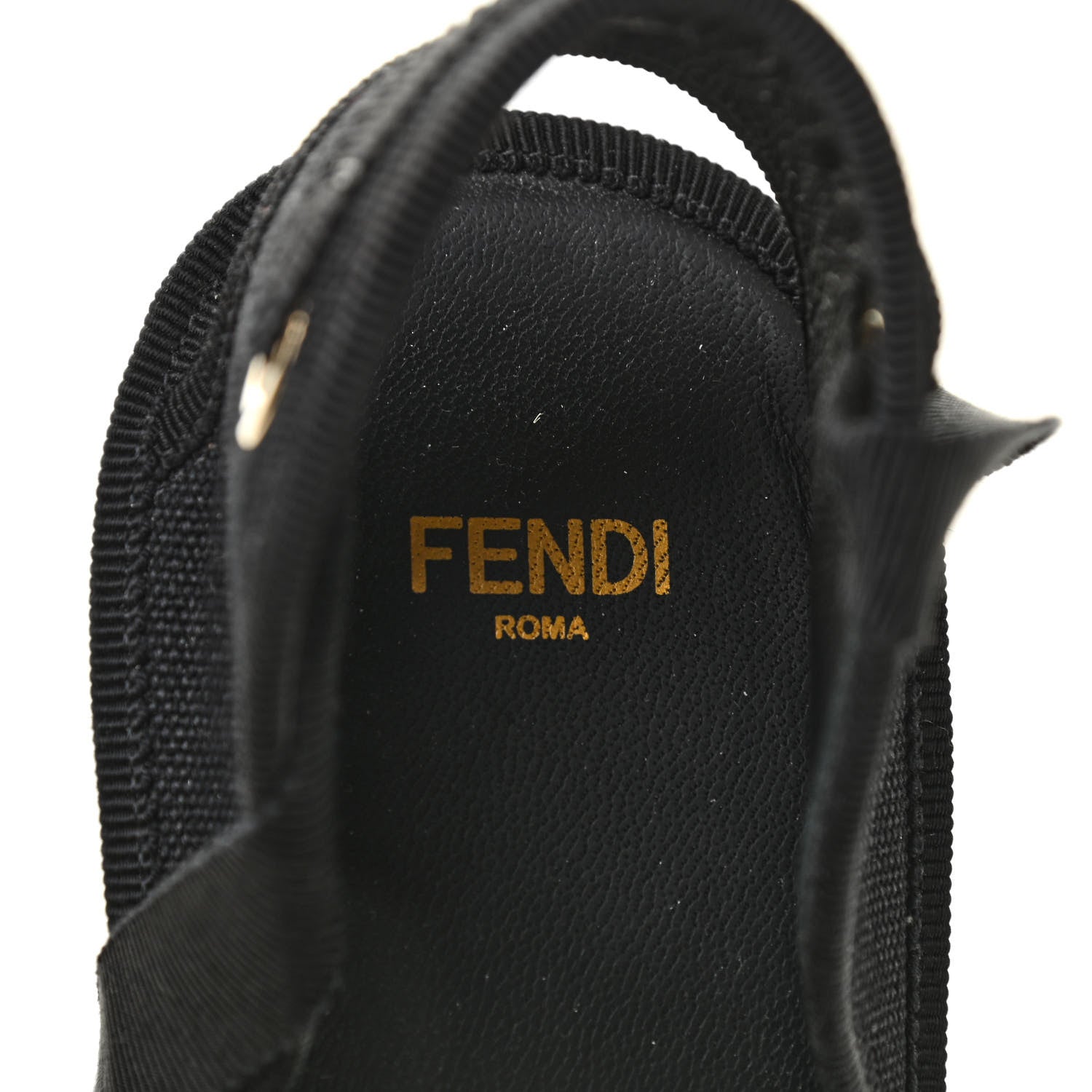 Fendi Canvas FF Embroidered Roma Ankle Wrap Espadrille Wedges 38 Black 6 of 7