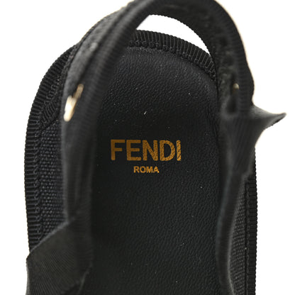 Fendi Canvas FF Embroidered Roma Ankle Wrap Espadrille Wedges 38 Black 6 of 7