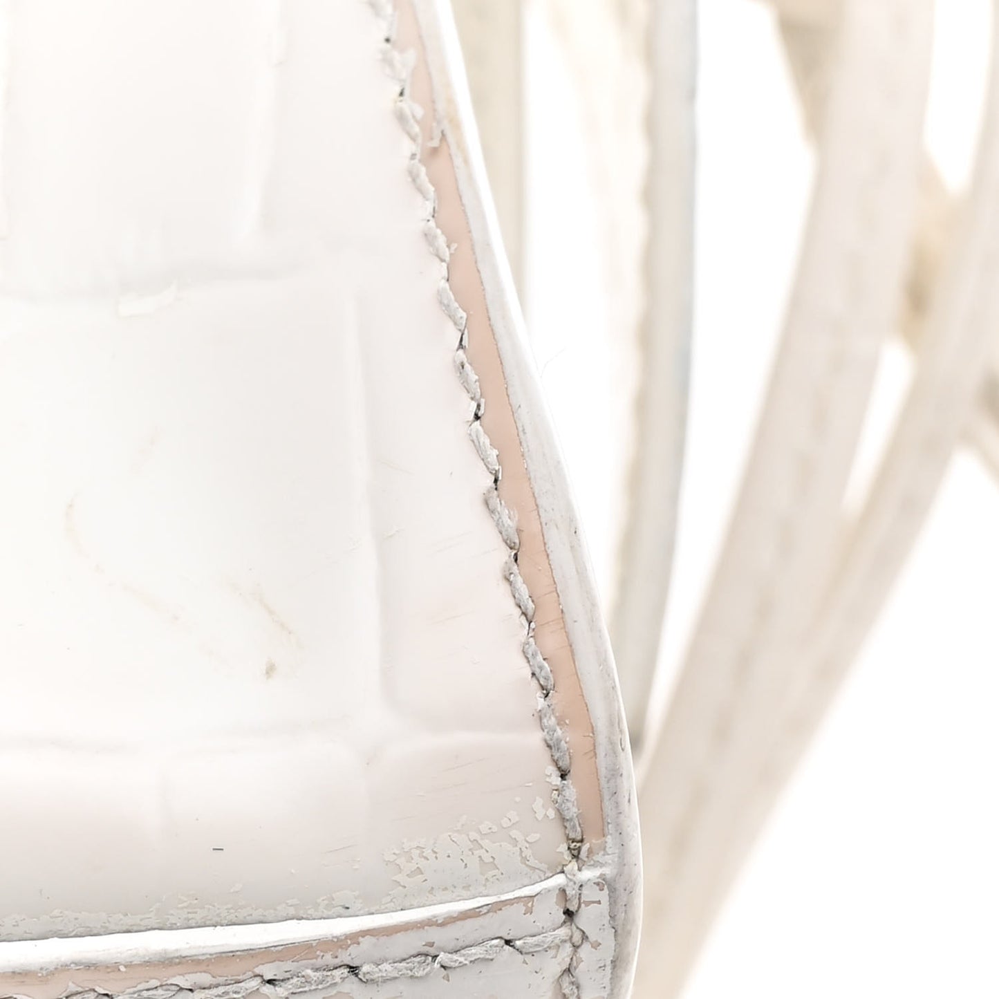 Semi Shiny Calfskin Crocodile Embossed Neo Classic Silver Hardware Mini City White