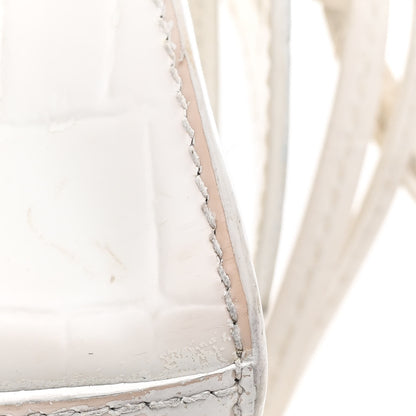 Balenciaga Semi Shiny Calfskin Crocodile Embossed Neo Classic Silver Hardware Mini City White 22 of 22