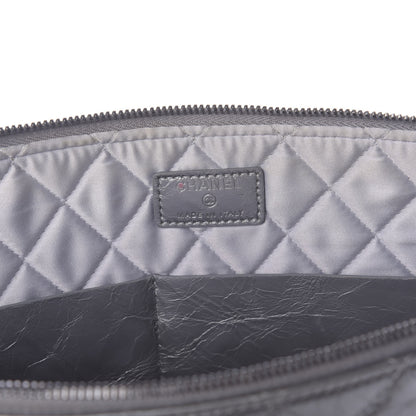 Chanel Metallic Crumpled Calfskin Quilted Large Slide Pouch Silver 7 of 10