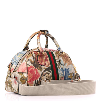 Gucci GG Supreme Monogram Water Flora Web Medium Ophidia Top Handle Bowler Bag Beige White Multicolor 3 of 9