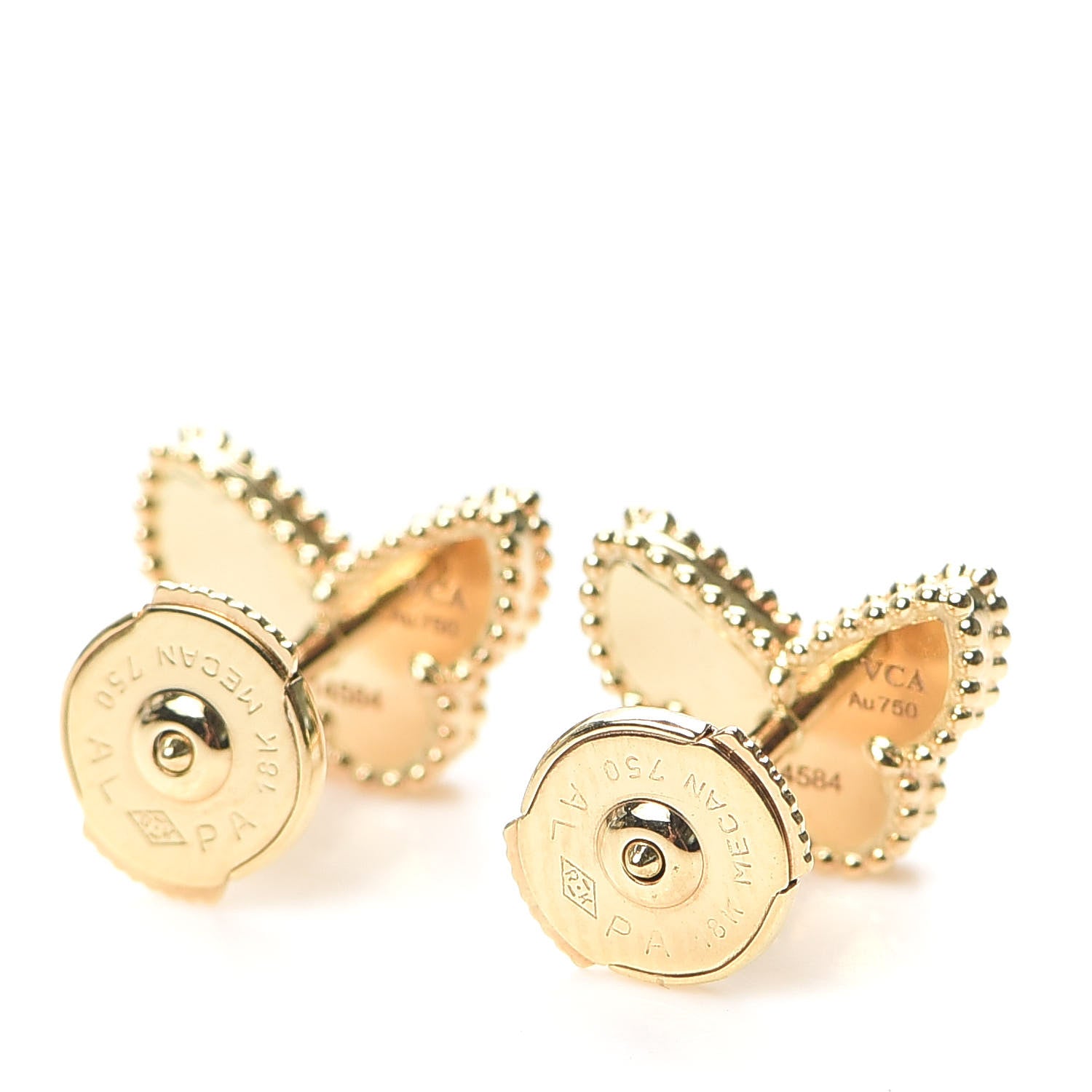 Van Cleef & Arpels 18K Yellow Gold Mother of Pearl Sweet Alhambra Butterfly Earrings 3 of 7