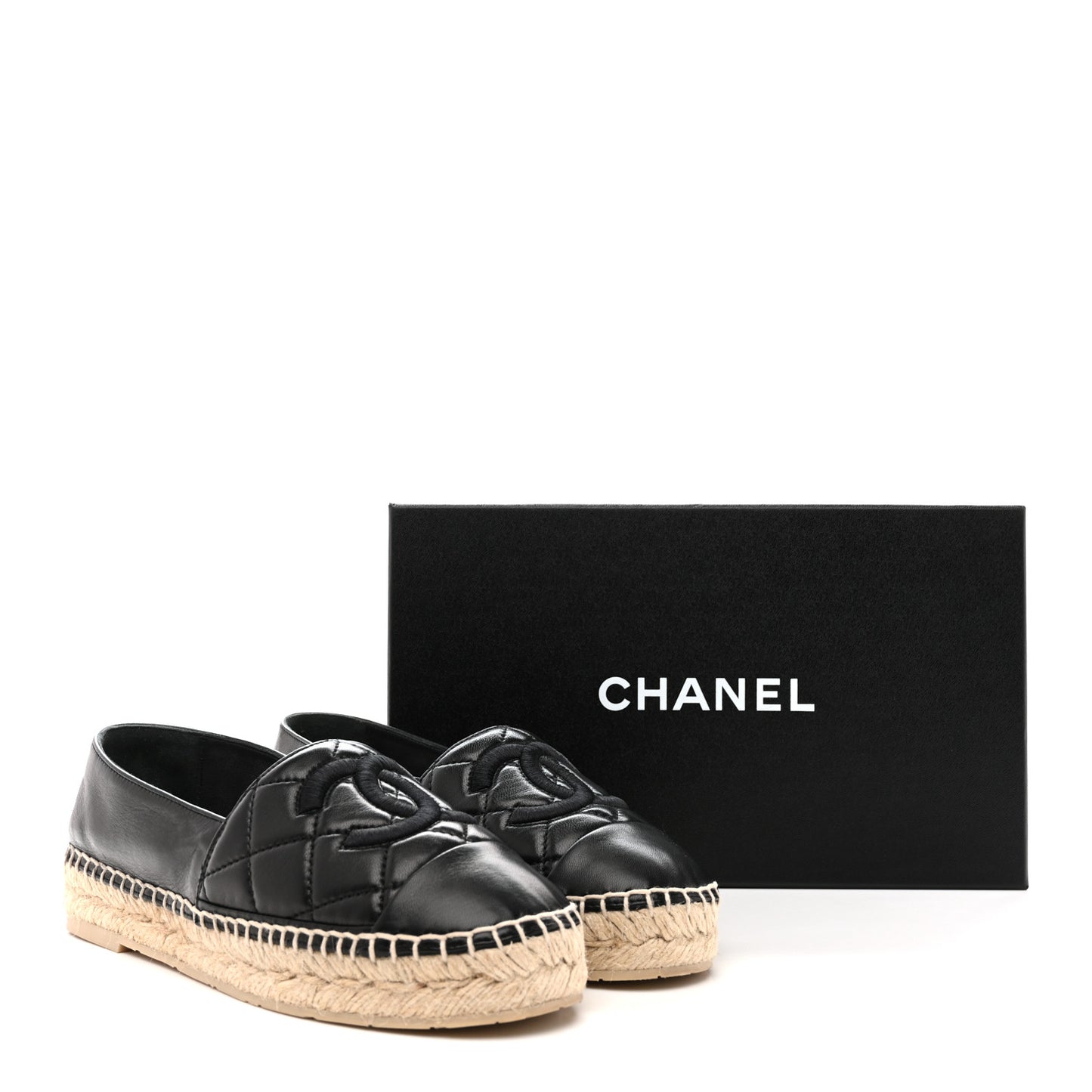 Lambskin Quilted CC Espadrilles 38 Black