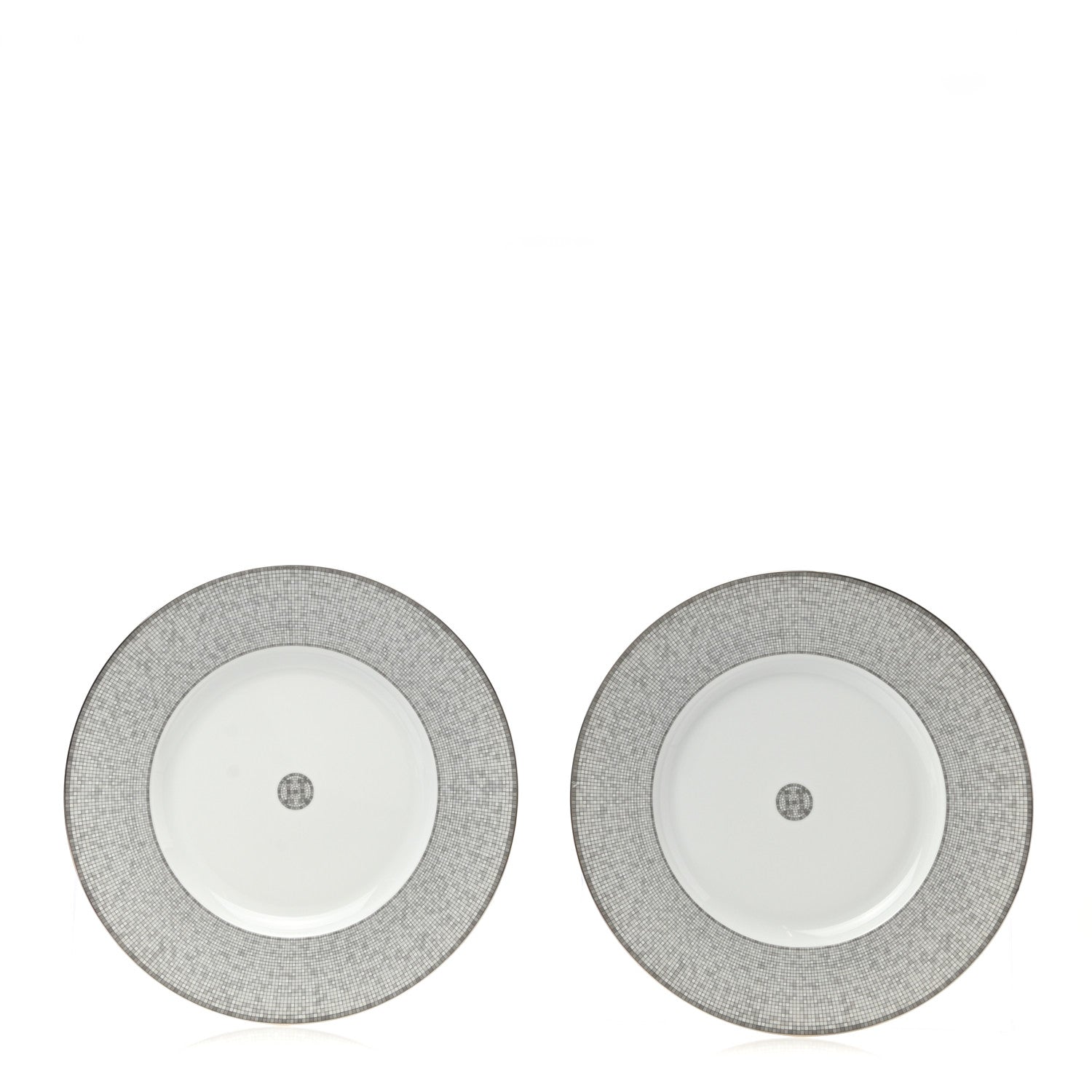 Hermes Porcelain Mosaique Au 24 Platine Presentation Plate Set of 2 1 of 6