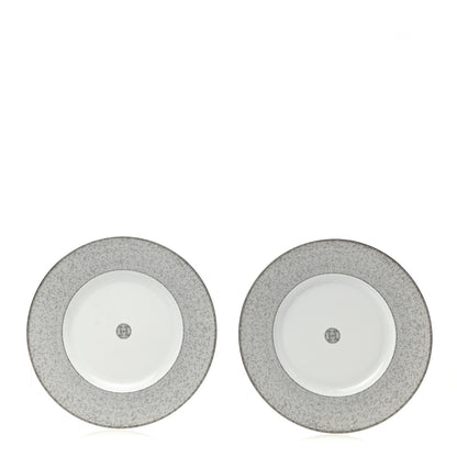 Hermes Porcelain Mosaique Au 24 Platine Presentation Plate Set of 2 1 of 6